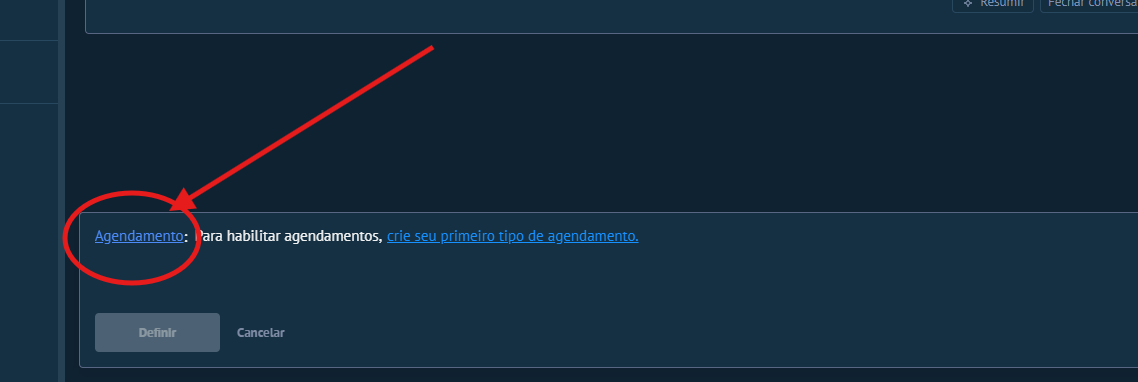 Aba Agendamento — habilitar tipo de agendamento