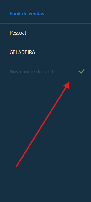 Campo Novo nome do funil para preencher