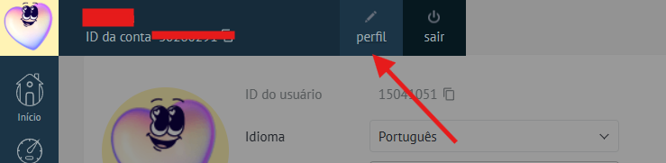Menu superior do Kommo com botão Perfil destacado